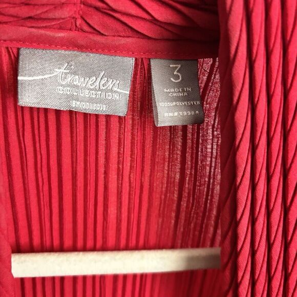 Chicos Travelers Cardigan Jacket Womens XL Red Open Accordion Stretch Sweater - Picture 7 of 8